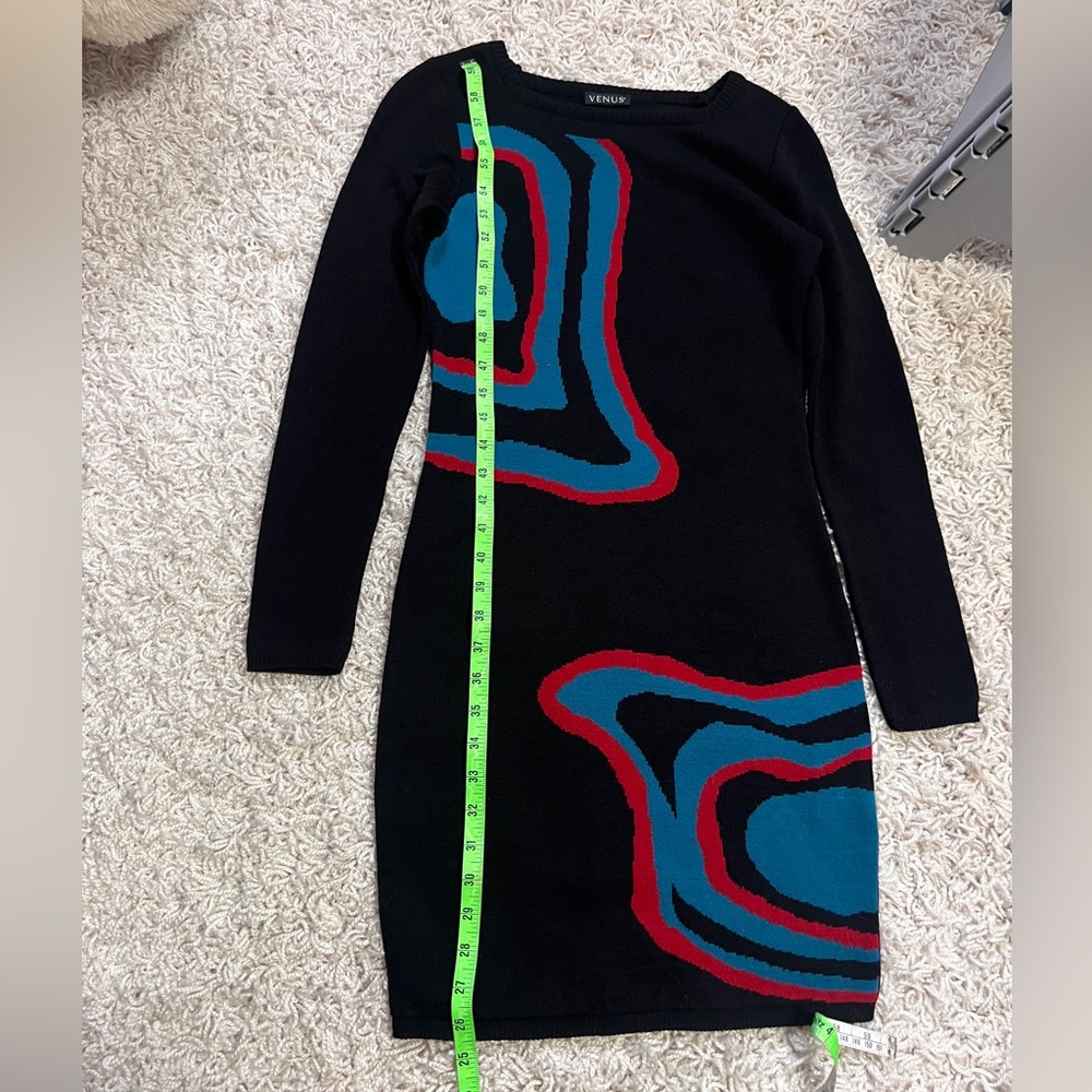 Venus Y2K womens retired Black Sweater Dress sz Small. - Picture 3 of 7
